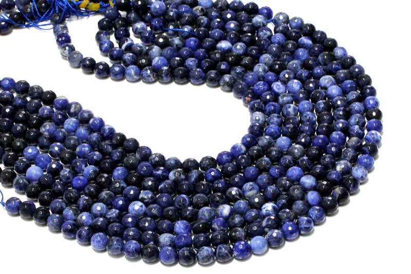 Sodalite Faceted Round Beads Natural Loose Gemstone Bulk Sale Jewelry Supplies