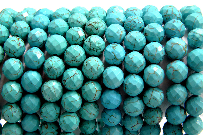Magnesite Turquoise Faceted Loose Natural Round AA Beads DIY Gemstone Wholesale