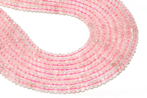 Rose Quartz Beads Gemstone Natural Faceted Rondelle Spacer Crystal DIY Jewelry