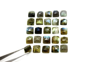 Natural Square Labradorite Gemstone Faceted Cabochon 4x4mm Semiprecious Stone