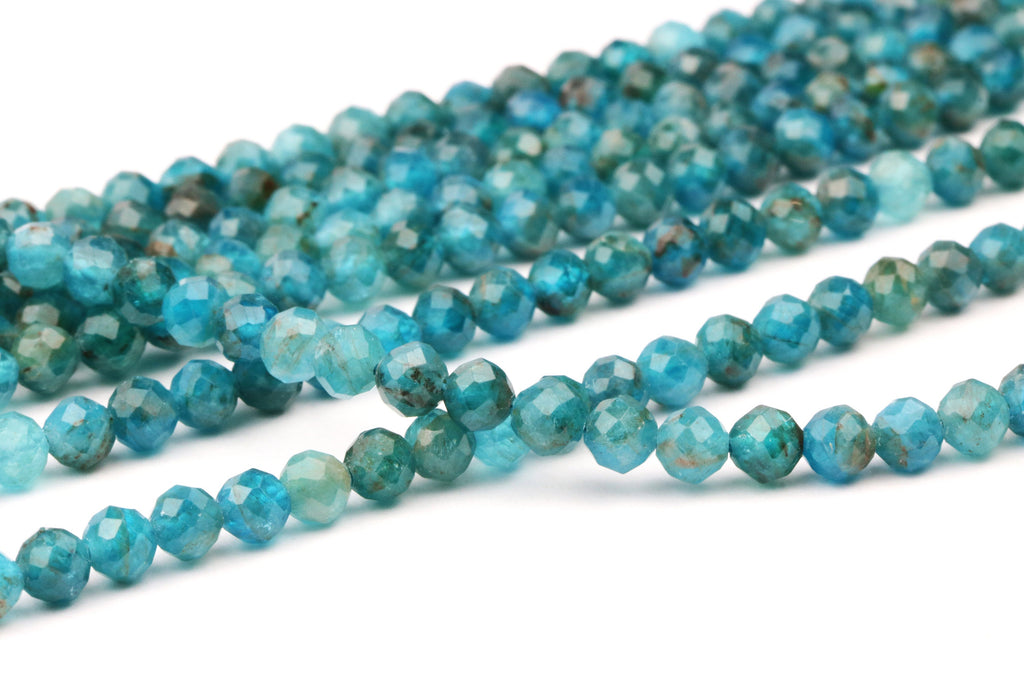 Natural 4mm Apatite Round Loose Faceted Beads Gemstone Wholesale Jewelry Making