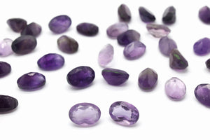 Small Oval Amethyst Natural Purple Cut Gemstone Loose Faceted Stone Bulk DIY Gem