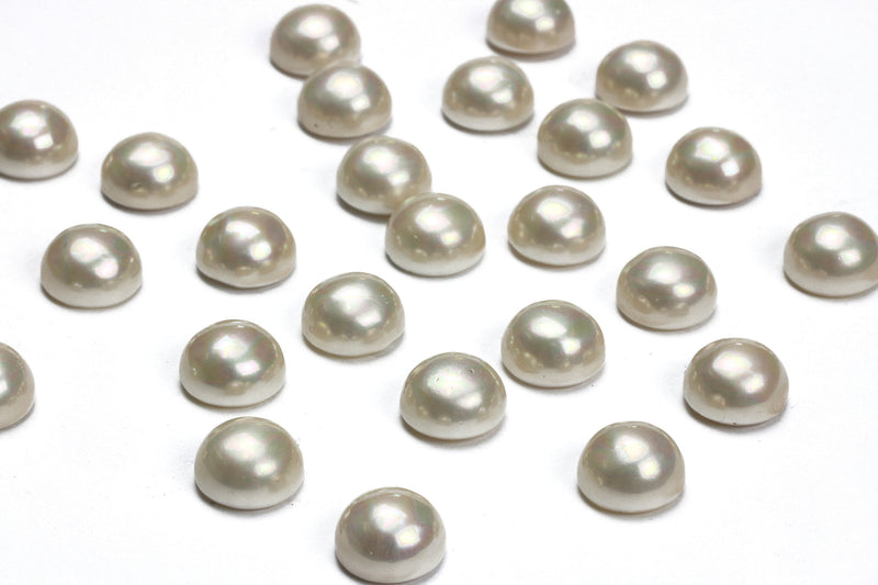 5-5.5mm White Natural Freshwater Pearl Loose Button Flat Back Cabochons 20  pcs
