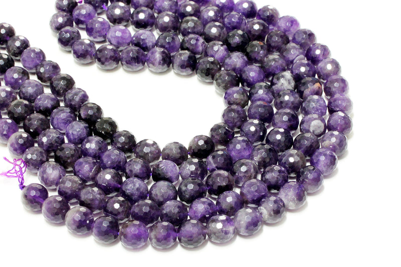 Purple Jewelry Faceted Amethyst Beads Gemstone Natural Round 16 Loose Gem Strand