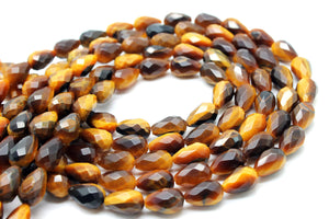 Natural Teardrop Tiger Eye Beads Faceted Loose Spacer Gemstone Jewelry Supply