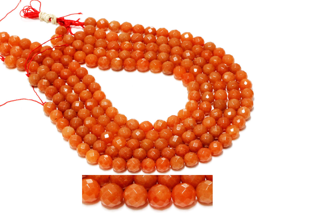 Faceted Round AA Natural Orange Aventurine Gemstone Loose Beads 4mm 6mm 8mm 10mm