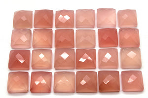 Natural Pink Chalcedony AA Gemstone Square Cabochon Wholesale Jewelry Supply