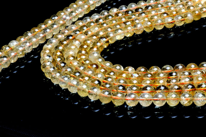 Citrine Beads Round Smooth Yellow Gemstone November Birthstone Jewelry Wholesale