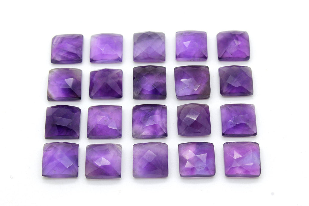 8mm Square Shape AA Amethyst Loose Natural Cabochon Jewelry Making Gemstone