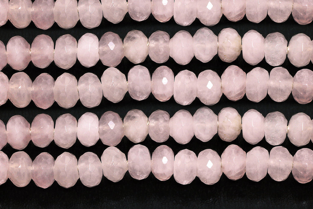 Natural Rose Quartz Beads Gemstone Faceted Rondelle Jewelry Making Gem Wholesale