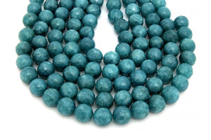 10mm Aqua Quartz Beads Loose Round Faceted Opaque Gemstone Jewelry Making Supply