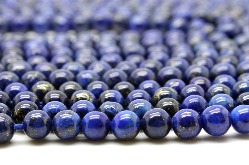 10mm Round Natural AA Lapis Lazuli Smooth Loose Blue Gemstone Beads 16