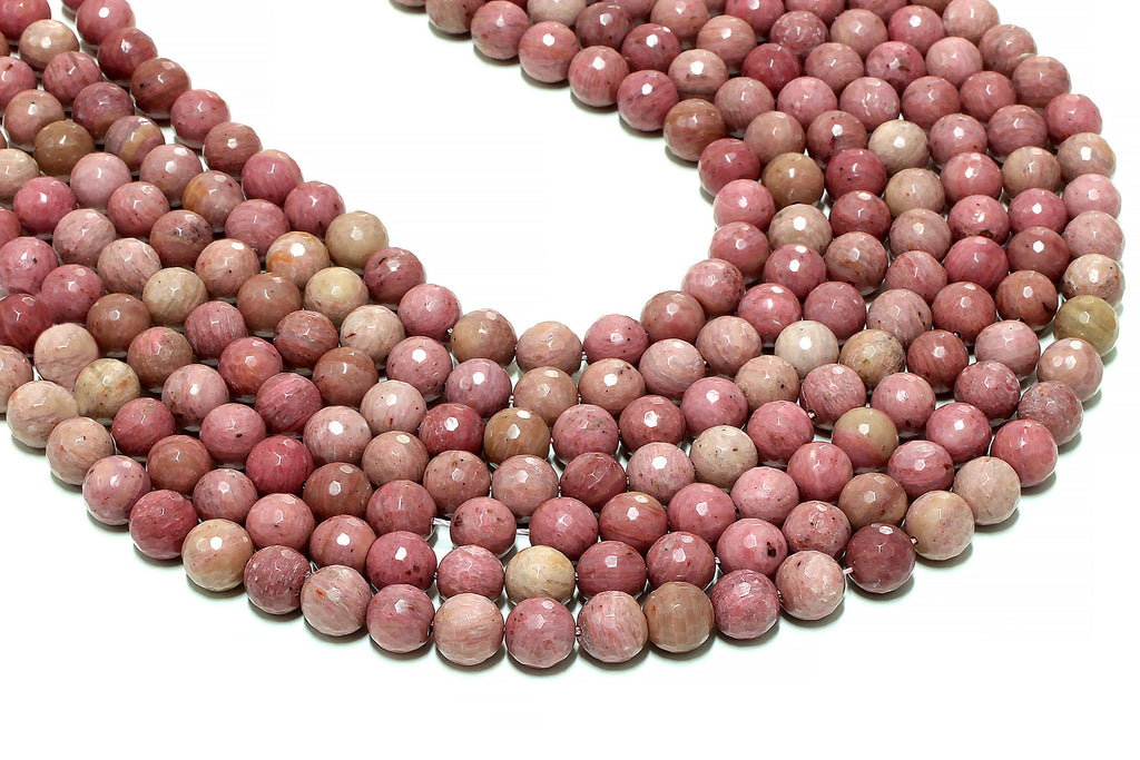 Natural 6mm Rhodonite Beads Faceted Round Loose Gemstone DIY Jewelry Wholesale