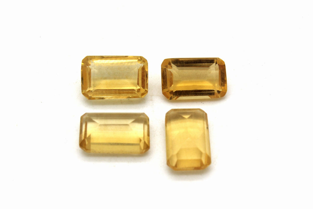 Citrine Faceted Heated Natural Gemstone Loose Emerald Cut Yellow Rectangle Gem