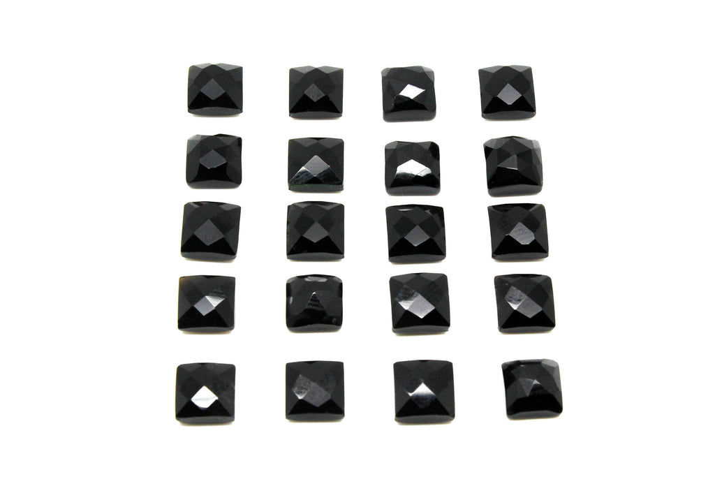 Black Semiprecious Faceted Cabochon Natural Square Onyx Bulk Sale Loose Gemstone
