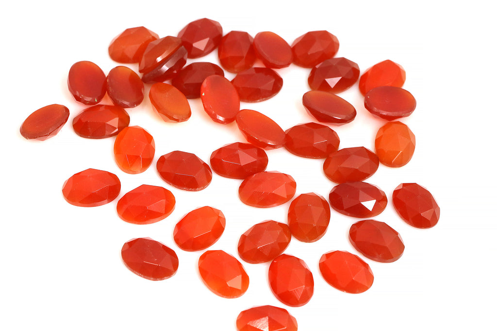 Red Orange Carnelian Gemstone Loose Faceted Oval Cabochon Wholesale DIY Supply