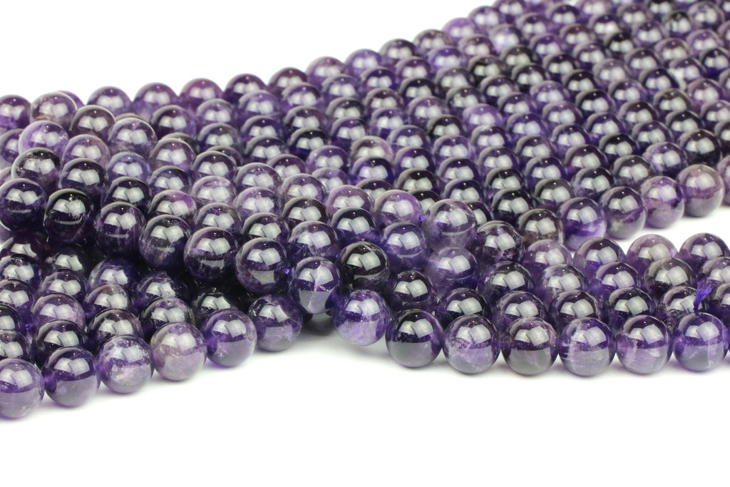 6mm Amethyst Beads Purple Smooth Round Gemstone February Birth Stone Natural Gem