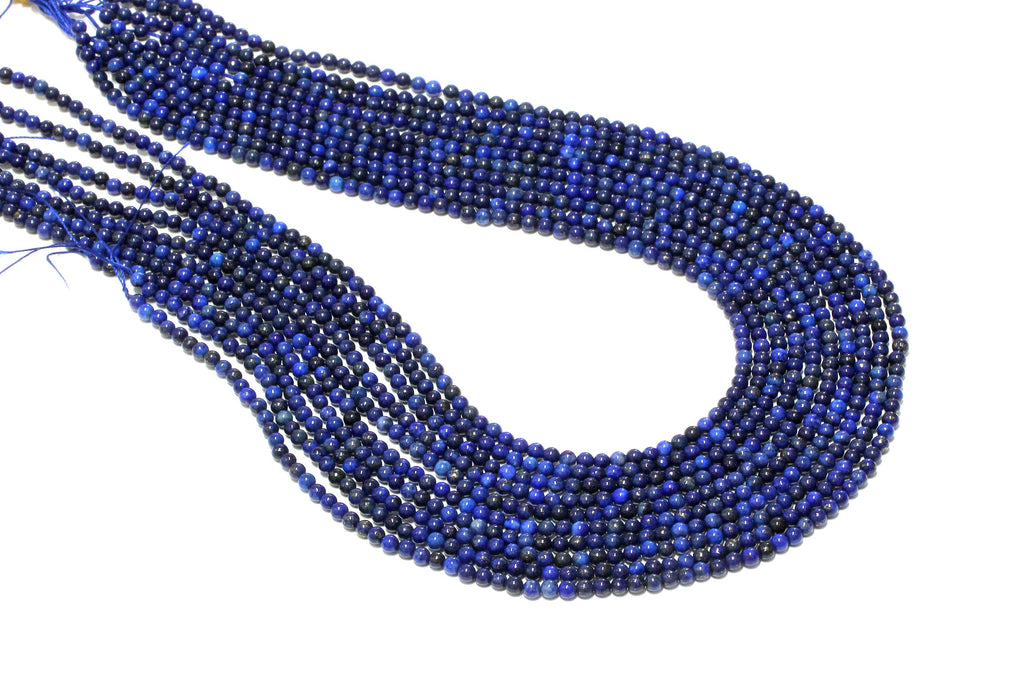 Wholesale Natural AA Lapis Lazuli 3mm Round Smooth Loose Spacer Gemstone Beads