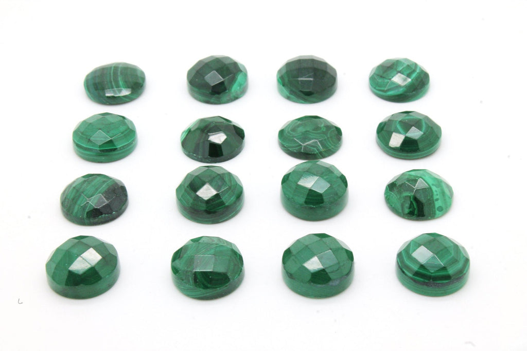 Green Malachite Faceted Cabochon Round Natural Gemstone Untreated Jewelry Stone