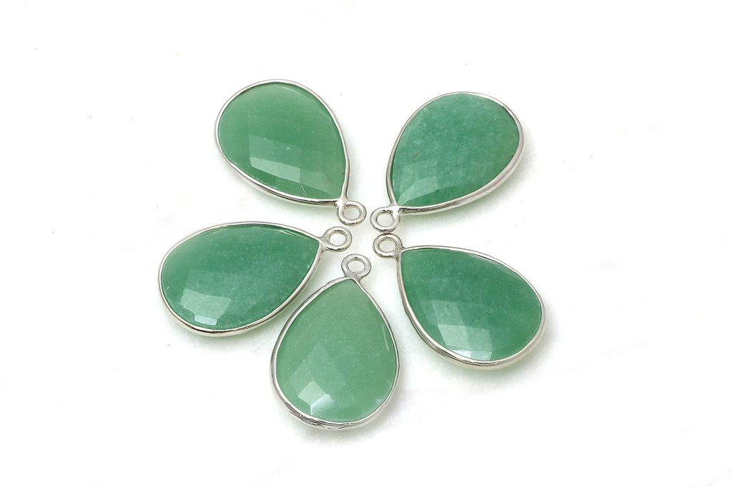 Green Aventurine Bezel Pendant Faceted Gemstone Jewelry Supplies DIY Materials