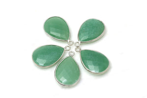 Green Aventurine Bezel Pendant Faceted Gemstone Jewelry Supplies DIY Materials