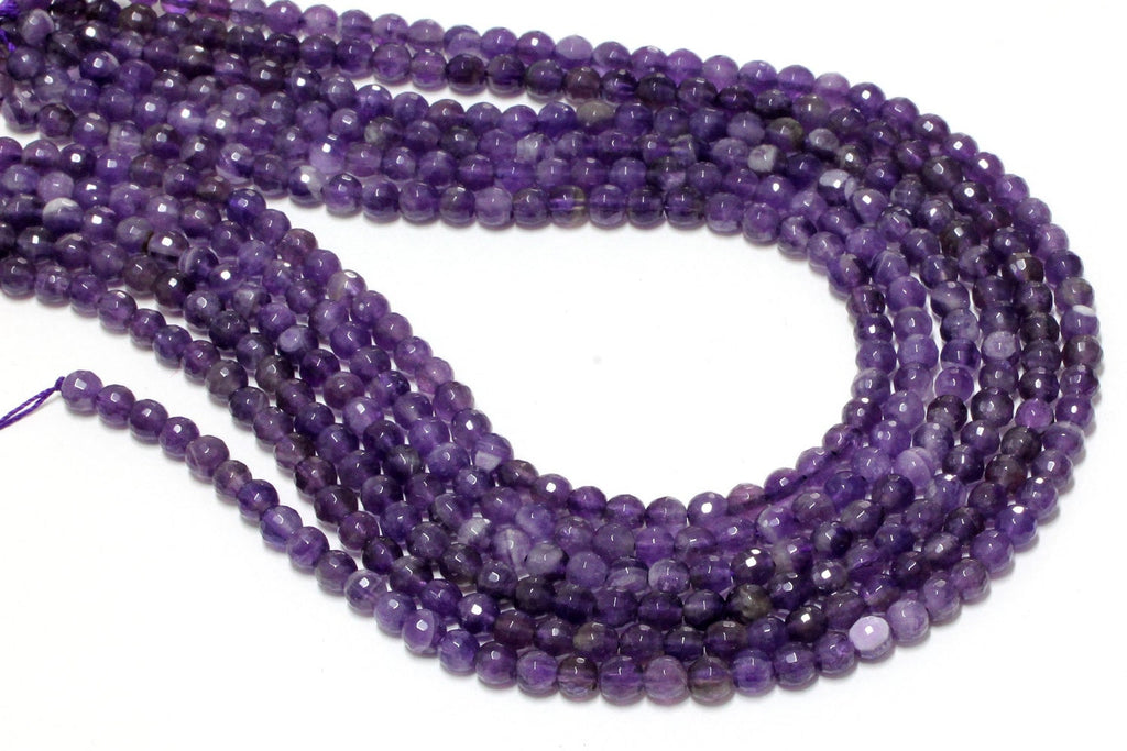 Purple Jewelry Faceted Amethyst Beads Gemstone Natural Round 16 Loose Gem Strand