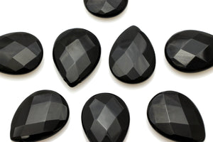 Flat Drop Onyx Beads Black A Grade Natural Teardrop Gemstone DIY Jewelry - 1 Pc