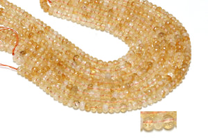 Citrine Natural Gemstone Faceted Loose Beads Cut AA Yellow Rondelle Wholesale