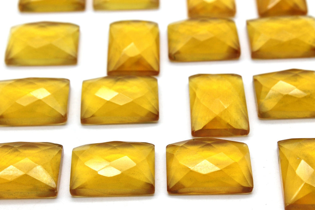Calibrated Gemstone Natural Rectangle Citrine Faceted Cabochon Jewelry Making