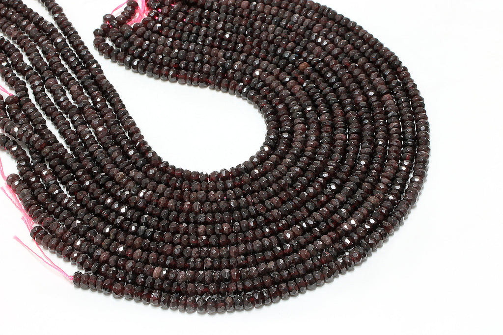 Natural Garnet Gemstone Beads Faceted Rondelle Loose Jewelry Making Wholesale