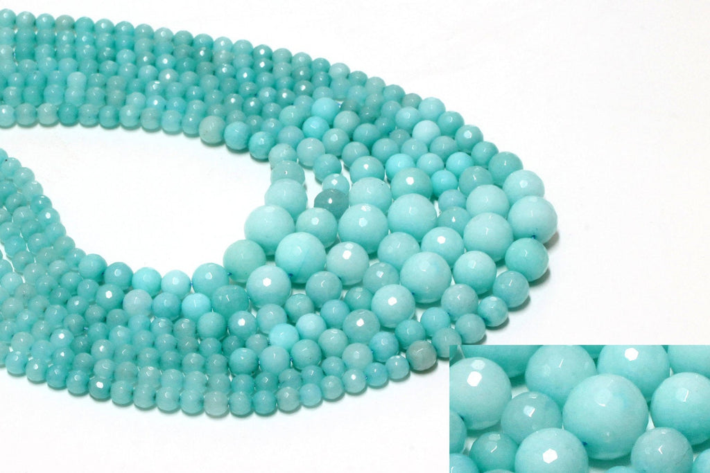 Amazonite Gemstone Jewelry Beads Graduated Faceted Mixed Round Natural Loose Gem