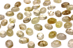 Golden Rutilated Quartz Oval Gemstone Faceted Loose Cabochon Jewelry Supplies