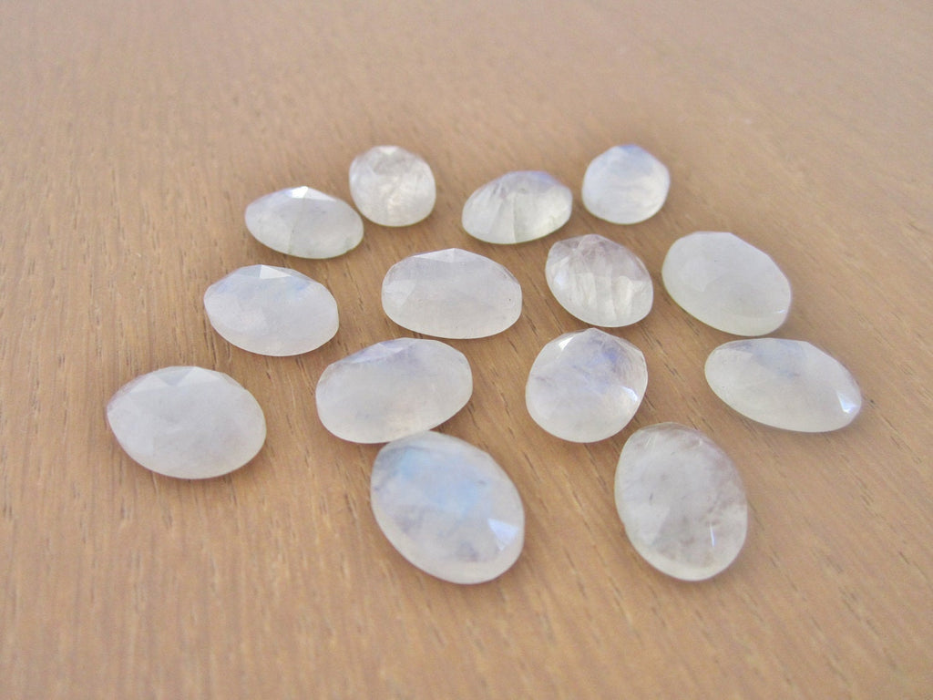 Oval Rainbow Moonstone Cabochon AA Quality Natural Faceted Gemstone DIY Jewelry
