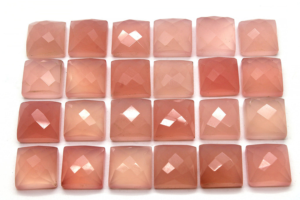 6x6mm Natural Pink Chalcedony AA Gemstone Square Faceted Cabochon Jewelry Making