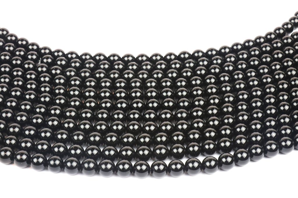 4mm Grade A Semiprecious Natural Black Onyx Gemstone Loose Smooth Round Beads