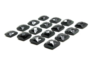 Large Square Faceted Cabochon Natural AA Black Onyx Gemstones Wholesale Rose Cut