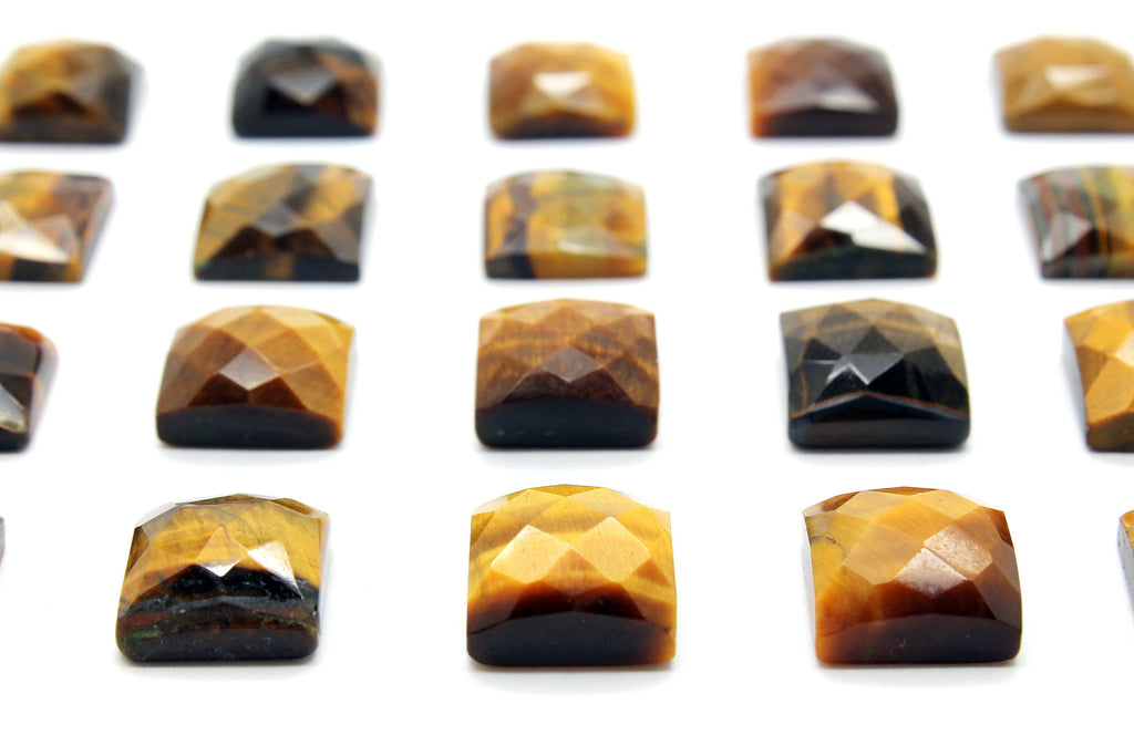 4x4mm Tiger Eye AA Gemstone Faceted Natural Loose Square Cabochon Jewelry Supply