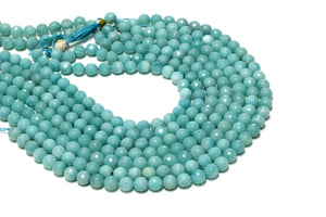 Faceted Round Natural Semiprecious Amazonite Gemstone Loose Beads Jewelry Making
