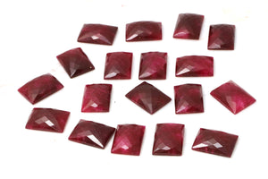 Natural Ruby Cabochon Gemstone Loose Rectangle Faceted Jewelry Making Wholesale
