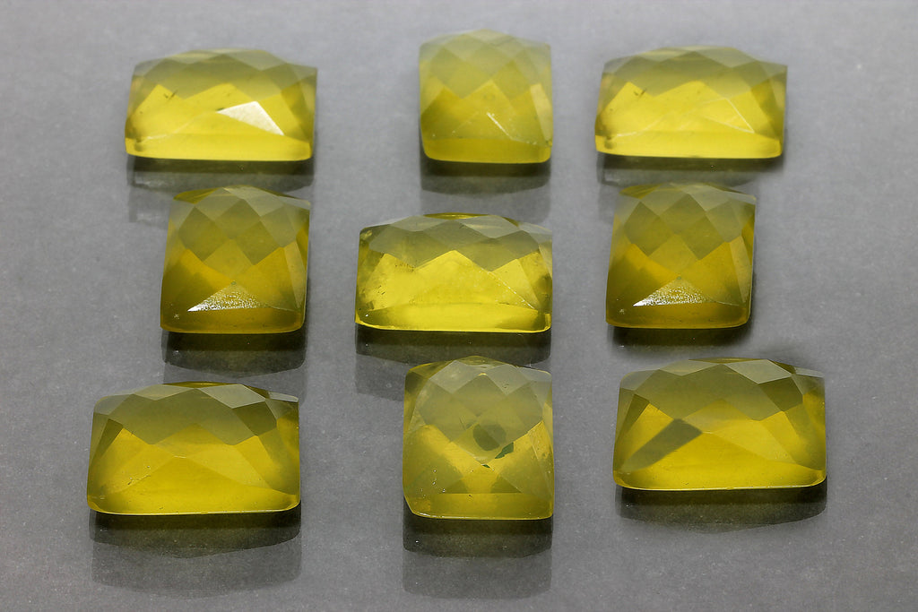 Lemon Quartz Cabochon Checkercut Gemstone Loose Rectangle AA Crystal DIY Jewelry