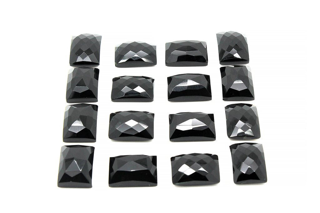 Rectangle Cabochon Onyx Black Gemstone Loose Natural Faceted Calibrated 13x18mm