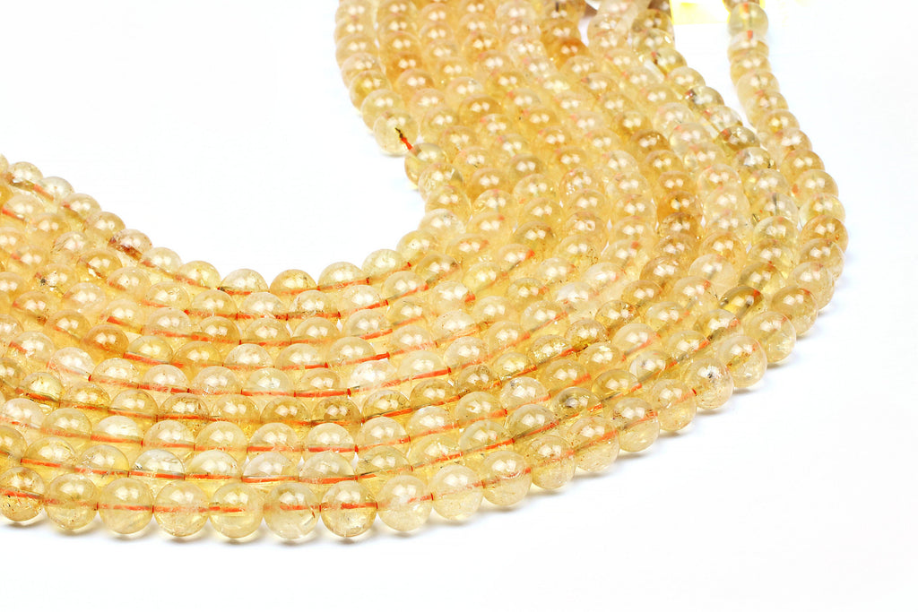 6mm Citrine Gemstone Beads Round Smooth Jewelry Supplies November Birthstone