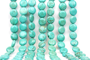Turquoise Coin Beads Natural Magnesite Loose Spacer Gemstone 10mm 16mm Wholesale