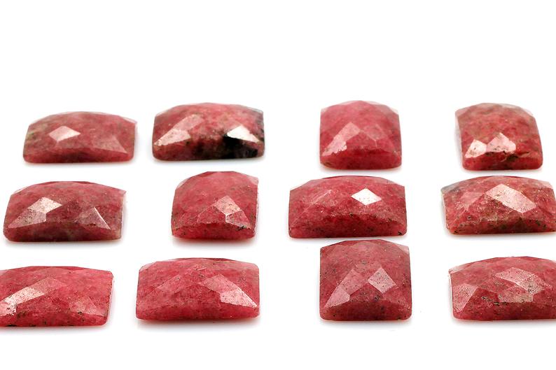 Rectangle Natural Rhodonite Gemstone Faceted AA Cabochon DIY Jewelry Bulk Sale