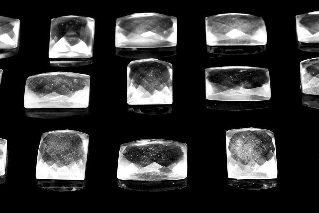 Rectangle 13x18mm Natural Crystal Quartz Faceted Cabochon Gemstone DIY Bulk Sale