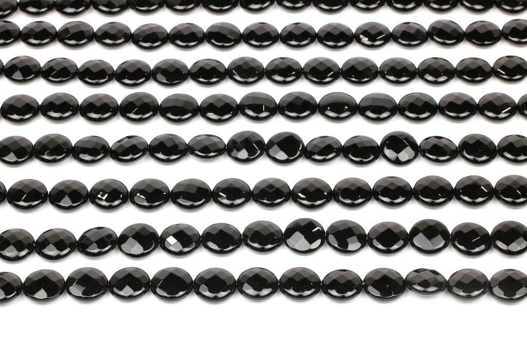 Black Onyx Coin Beads Natural Jewelry Making Gemstone Faceted Loose Stone 10mm