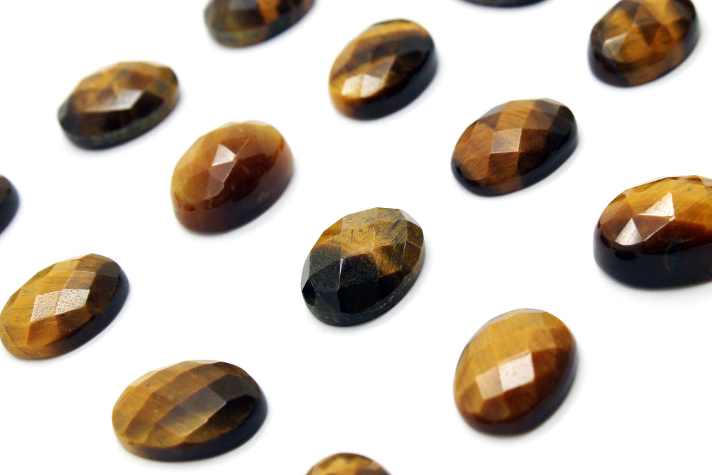 Oval Tiger Eye Gemstone Faceted Natural Cabochon Loose Wholesale Jewelry Making