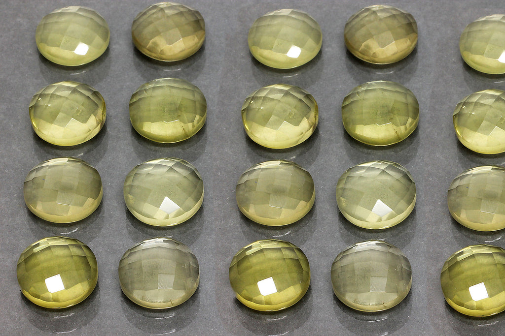 Calibrated Lemon Quartz Cabochon Faceted Gemstone Loose Round Cab Gem Wholesale