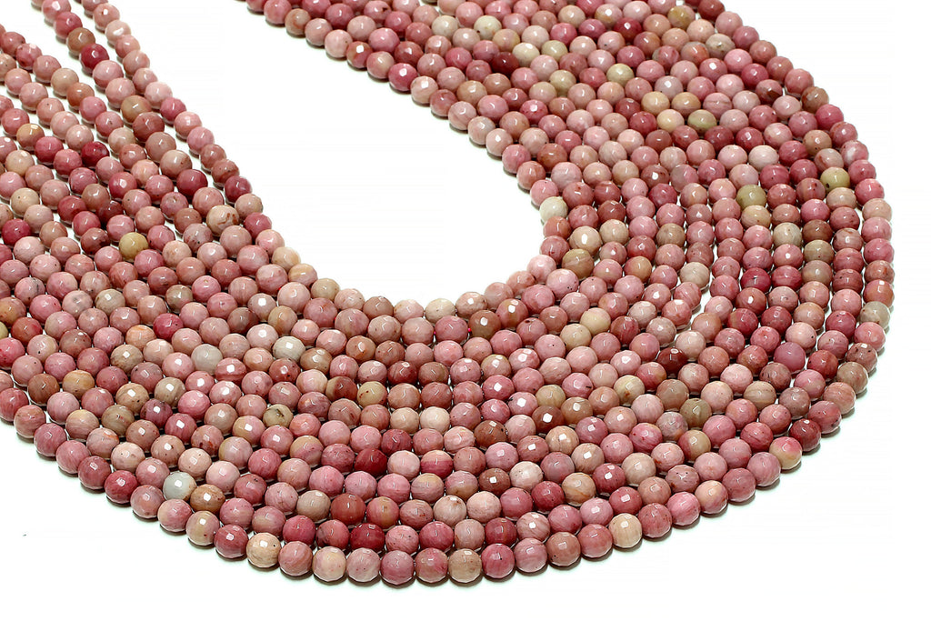 Rhodonite Beads Round Loose Faceted Natural Gemstone Craft Supplies DIY Jewelry