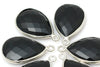 Faceted Black Obsidian Bezel Pendant 18x25mm Teardrop Gemstone Jewelry Supplies